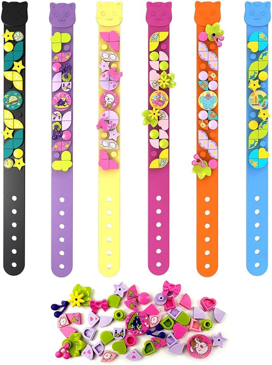 SIENON Dots Bracelets 6Pcs Kids Building Block Bracelets, DIY Creative Craft Project Bracelet Making Kit for Kids Friendship Bracelets, Dots Construction Toys for Boys Girls Birthday Christmas Party