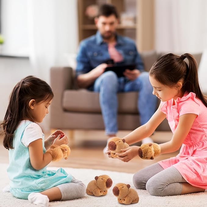 2 Pcs Animal Slap Bracelets Stuffed Animal Capybara Huggers Slap Bracelets 8.5'' Capybara Plush Toy Wrist Stuffed Animal Slap Band for Kids Birthday Party Favor Supply Gift