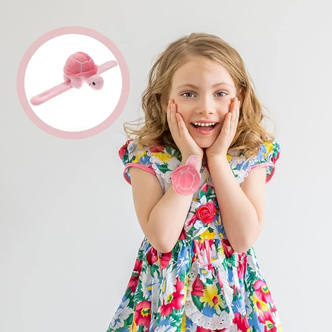 Kisangel 1pc Animals Slap Bracelet Turtle Slap Bracelet Stuffed Animal Slap Bracelets Huggers Turtle Party Favors(Pink)