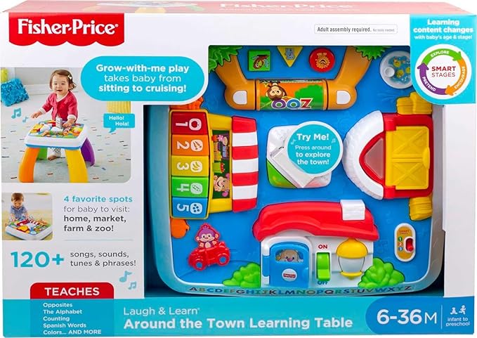 Fisher-Price Baby to Toddler Toy Laugh & Learn Around The Town Learning Activity Table with Music & Lights for Infants Ages 6+ Months (Amazon Exclusive)
