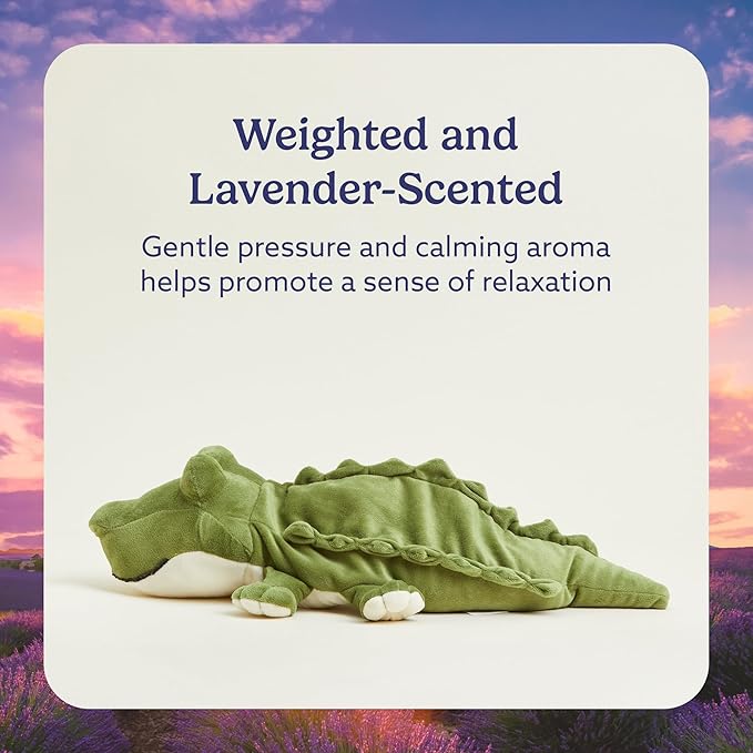 warmies Green Alligator Microwavable, Hot or Cold for Cool Relaxation and Warm Relief, Lavender Scented Cozy Plush Animal