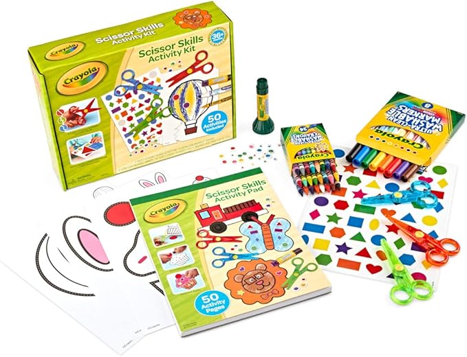 Crayola Toddler Scissor Skills Activity Kit (3ct), Safety Scissors and Craft Supplies, Toddler Crafts, Gift for Kids, Ages 3+