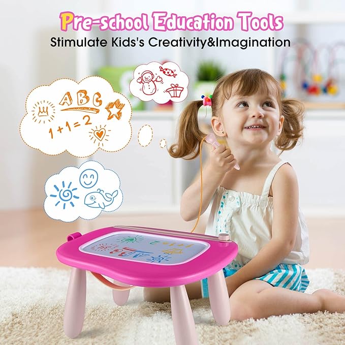 Smasiagon Toddler Girl Toys Age 1-2 Year Old Boys Girls, Magnetic Drawing Pad Doodle Board Educational Learning Toys for 1 2 3 Year Old Boys Girls Gifts Christmas Birthday Gifts (Pink)