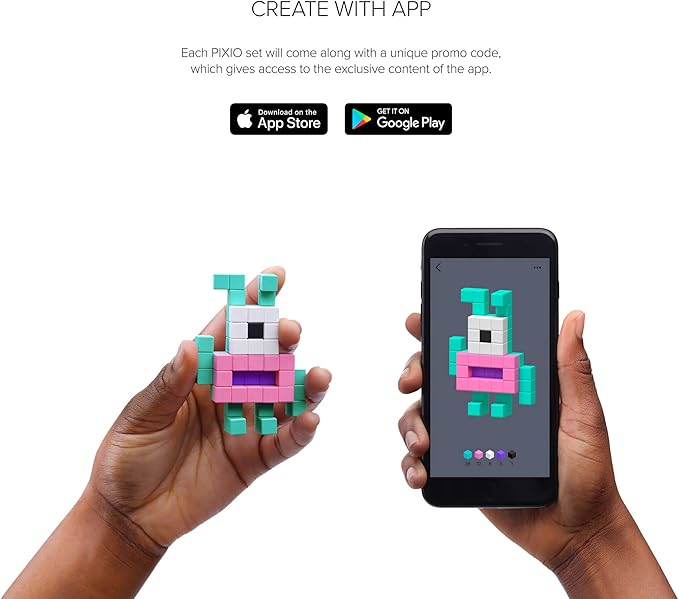 PIXIO Mini Monster Ghost Story Series 24 Magnetic Blocks Stress Relief Construction Toy, Building Blocks in 8-bit Pixel Art, Creativity for Kids, Fidget Toy
