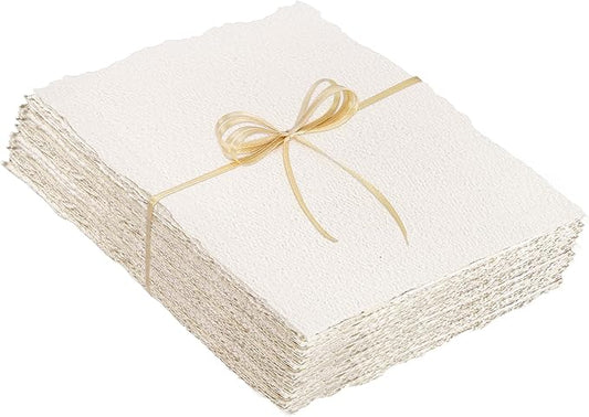 50 Sheets Watercolor Paper 4 x 6inch, 300 GSM Deckled Edge Paper Rough/Textured Handmade Paper Cotton Paper for Watercolors, Wedding Invitations, Cards, Crafts