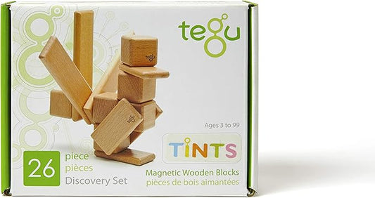 26 Piece Tegu Discovery Magnetic Wooden Block Set,1-99 years old, Tints