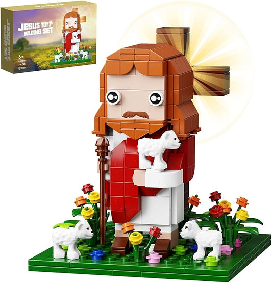 Jesus Building Block Set, The Shepherd God,Compatible with Lego Jesus Building Toy, Bible Story Jesus Figures with LED Light,Easter, Christmas, Christian Gift for Adults and Kids Age 6+(324PCS)