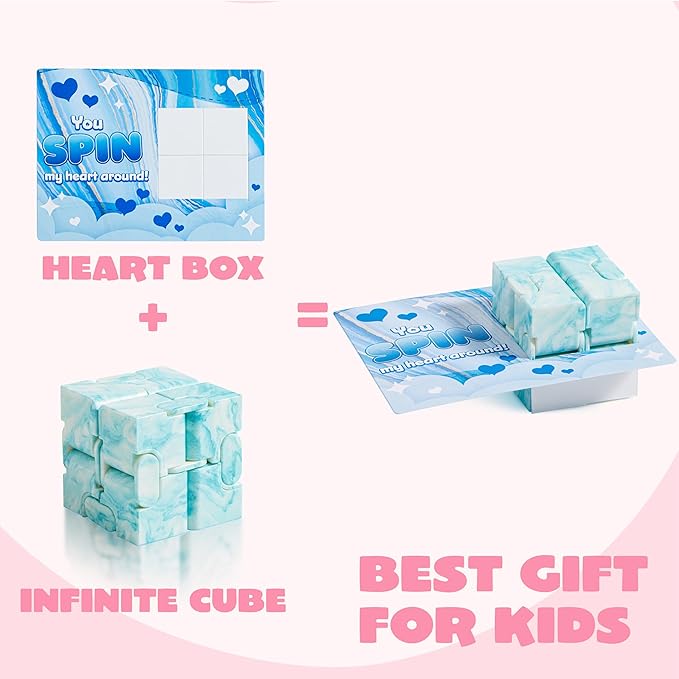JOYIN 28 PCS Valentine's Day Gift Cards with Infinity Magic Toys, Relaxing Hand-Held Fidget Toys for Kids, Valentine's Day Gifts, Valentine Party Favors Toys Classroom Exchange and Goodie Bag Stuffers