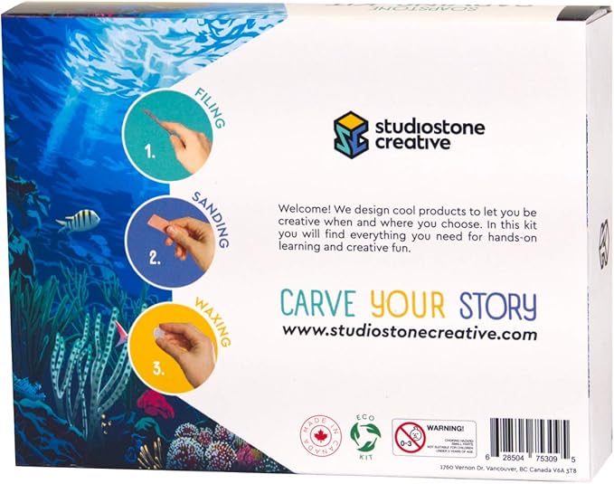 STUDIOSTONE CREATIVE DIY Arts & Crafts Carving Kit Kids Adults Turtle Sculpture Soapstone