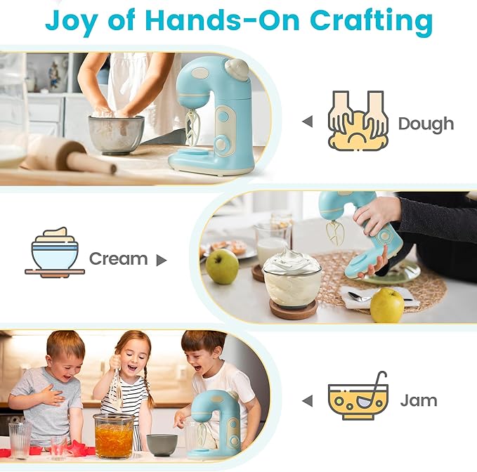 ROBOTIME Pretend Play Kitchen Appliances Toy, Toy Food for Kids Mixer Toy with Realistic Light and Sounds, Play Kitchen Accessories Set for Kids Ages 3+, Pretend Kitchen Toys for Boys and Girls