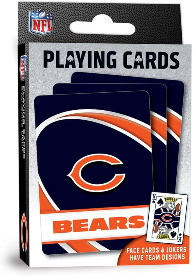 MasterPieces - NFL Playing Cards, Officially Licensed Chicago Bears Football Deck, Family Games for Adults and Kids, Standard Index