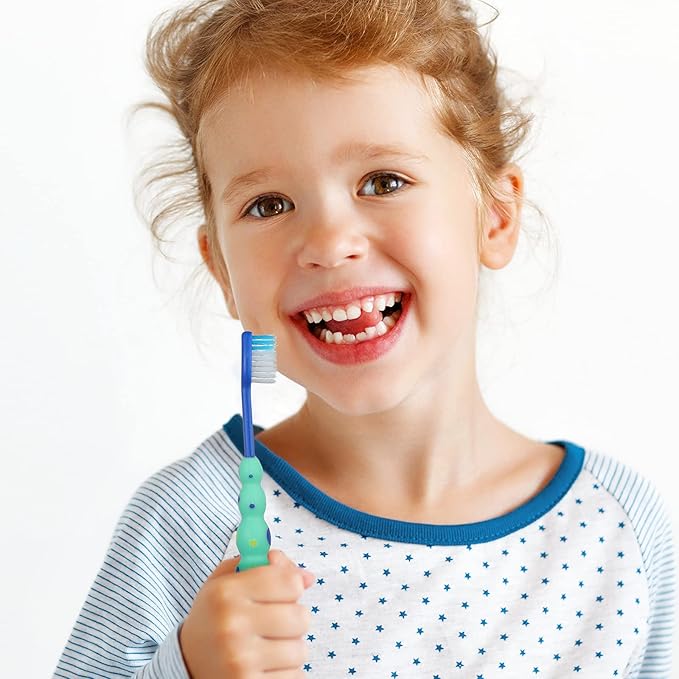 12 Pieces Toddler Toothbrush Bulk Kids Toothbrush Pack Manual Baby Toothbrushes with Covers Suction Cup Toothbrush Lovely Soft Bristle Animal Toothbrush for Kids Sensitive Teeth