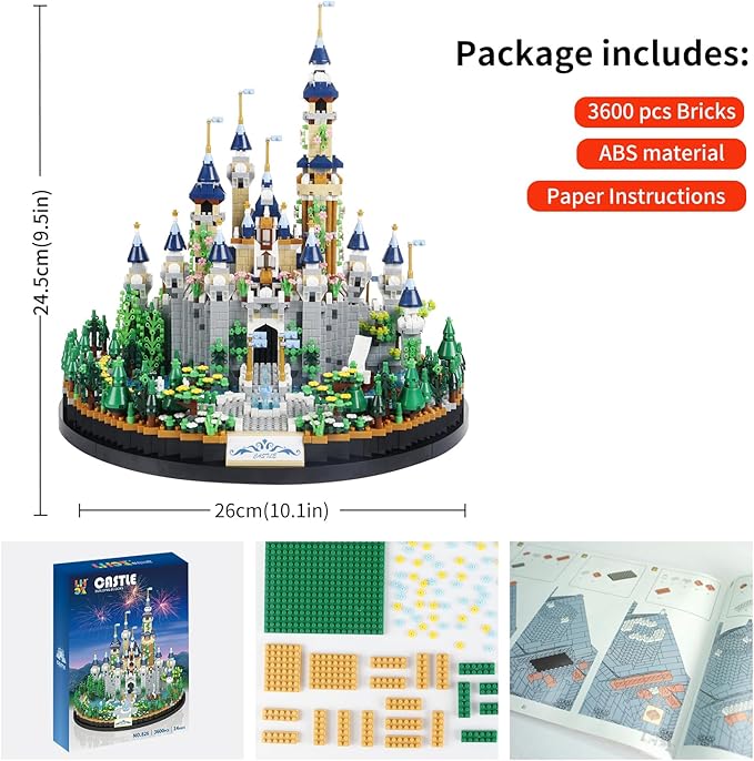 Castle Building Blocks kit, (3600pcs) Princess Castle Toys Playset for Adult, Medieval Fairytale Castle Model,Collectible Mini Blocks Castle Building Set for Women and Girls 10 12 14+