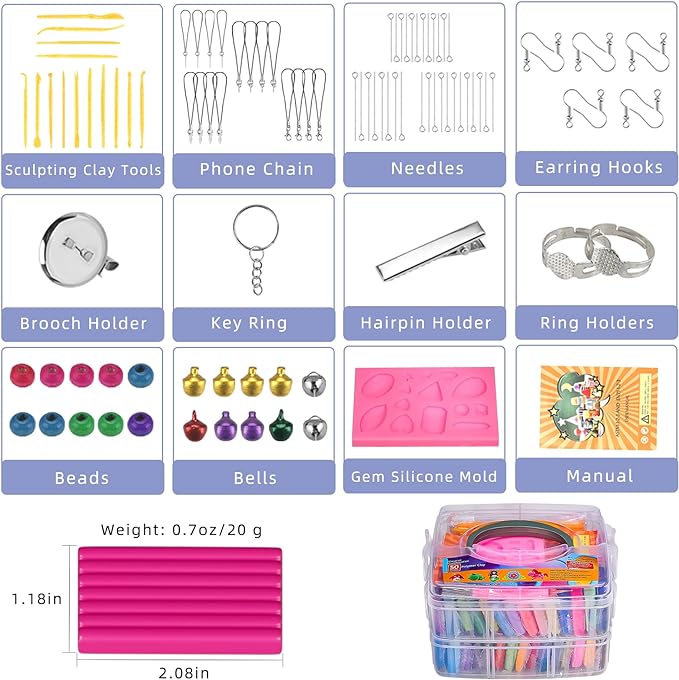 Polymer Clay,Ixiaoyoo Oven Bake Modeling Clay for Kids, DIY Starter Kits Model Clay, Non-Toxic, Non-Sticky,with Sculpting Tools, Ideal for Children and Artists