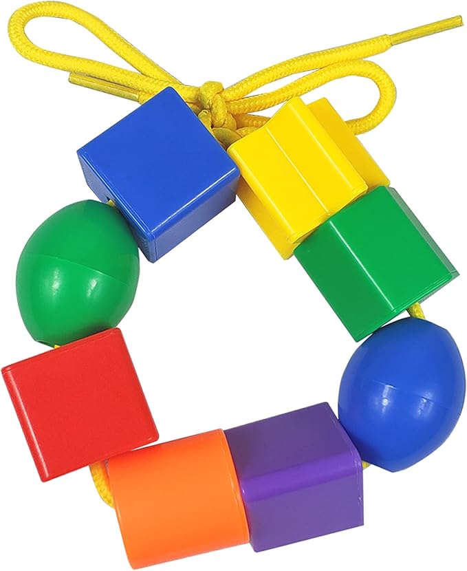 Toddler Toys - Big Lacing Beads Set for Fine Motor Skills & Hand-Eye Coordination Baby Toys - 36 Beads & 6 Strings - Color Sorting & Counting Educational Learning Toy Montessori Toys