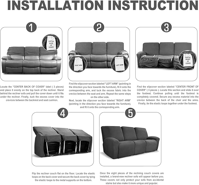 NORTHERN BROTHERS Recliner Sofa Covers 3 Seater - Reclining Sofa Covers Couch Covers for Reclining Couches Reclining Couch Covers, Wine Red