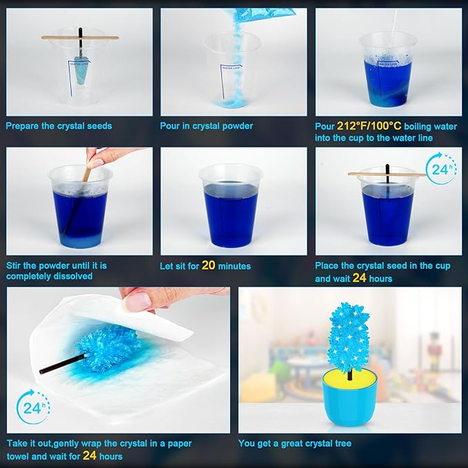 sdaymol Glowing Crystal Growing Kit, Science Kits for Kids Age 8-12, DIY Educational Science Experiments Lab Toys - STEM Projects Toys for Kids & Teen Boys/Girls Arts & Crafts Kits Ages 6 7 8 9 10 12