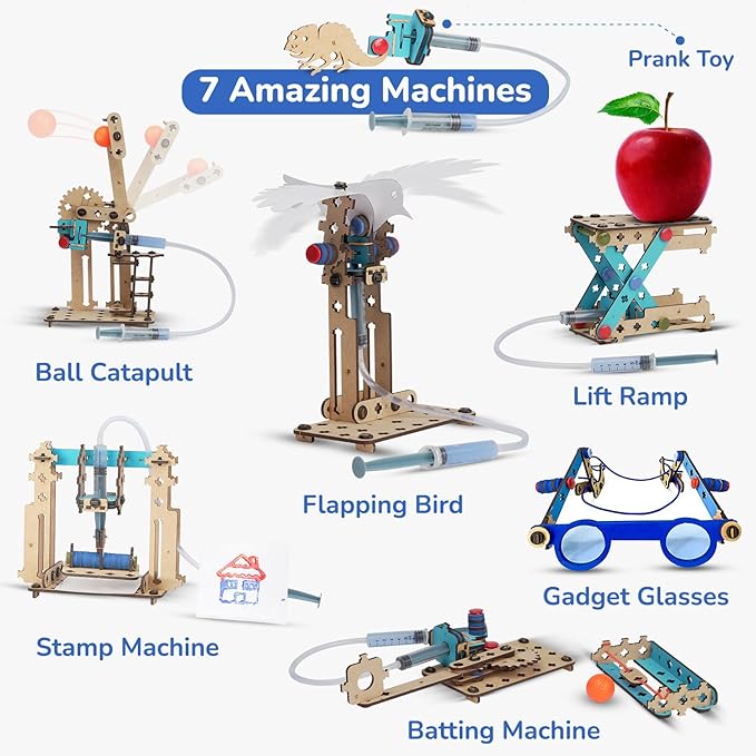 Smartivity 7 in 1 Multi-Builds Hydraulic Kit Toy for Kids 6-14 Years Old I Cool Birthday Gifts Ideas for Boys & Girls | DIY STEM Science Toys for 6,7,8,9,10,11,12,13,14 Years I Wooden Engineering Game