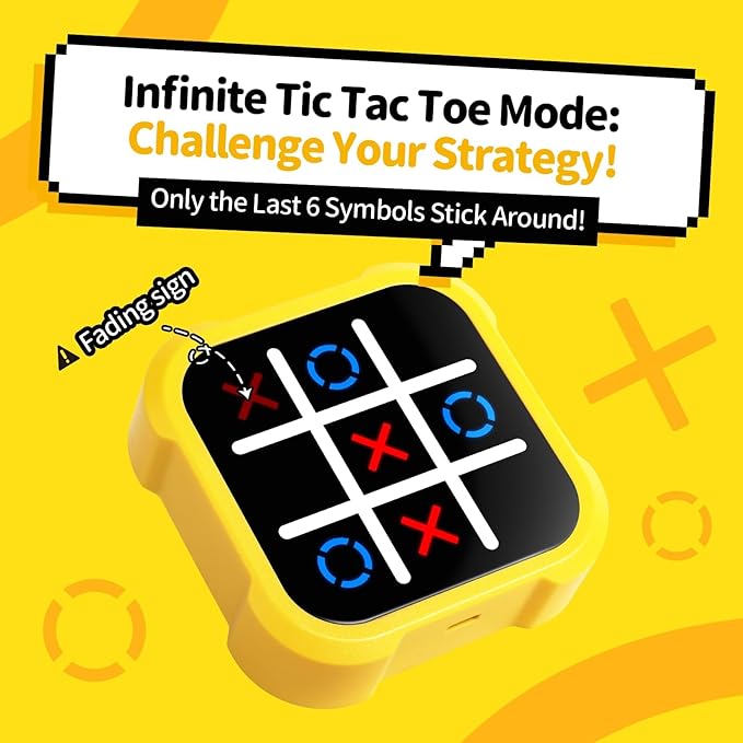 Handheld Electric Puzzle Game Console - Tic Tac Toe Game Educational Road Trip Activities for Kids - Board Games, Juegos para Niños - Ideal Birthday for Kids and Adults