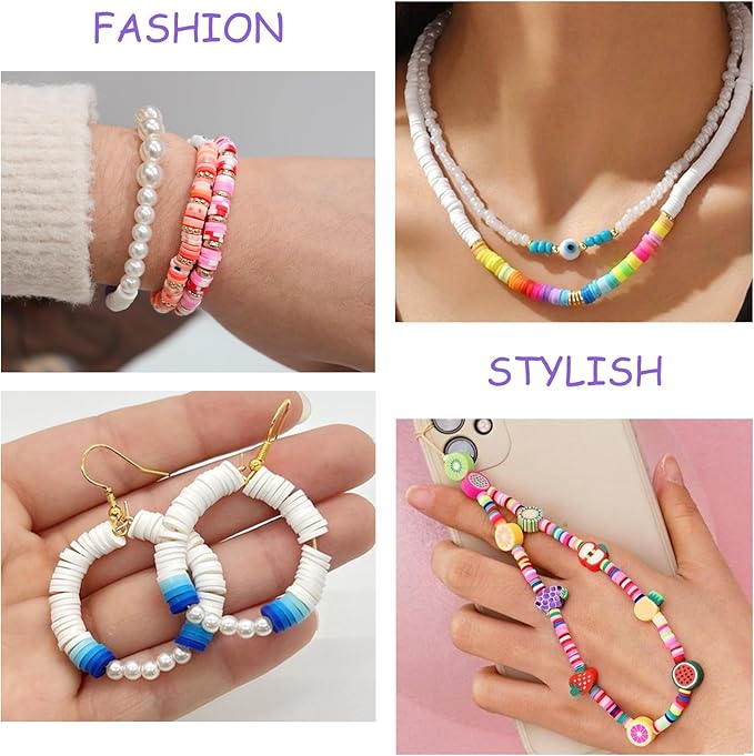 Redtwo 28000 Pcs Clay Beads Bracelet Making Kit 192 Colors 9 Boxes Flat Polymer Heishi Beads Set for Friendship Jewelry Making with Pendant Charms Crafts Gifts for Girls Ages 6-12 Kids Adults