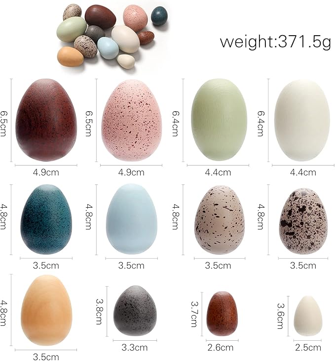 Youuys Wooden Easter Eggs Toys for Kids, Faux Easter Speckled Eggs DIY Art for Craft for Home Garden Decors, Cognitive Montessori Toy for Species Identification Early Educational Preschool Classroom