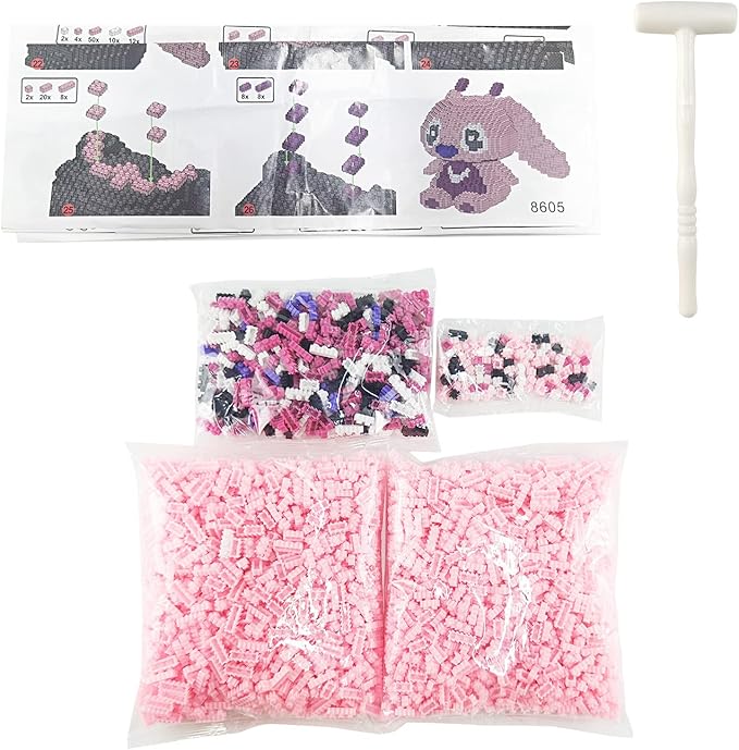 Building Bricks 2200+ Pieces Set - 3D Puzzles Classic Cartoon Characters Building Blocks - Micro Building Block for Boys Girls & Adults (PinkPro)