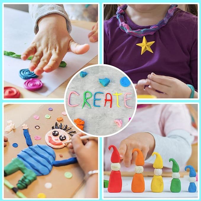 ESSENSON Modeling Clay Kit - 62 Colors Air Dry Magic Clay, Best Gift for Boys & Girls Age 3-12 Year Old, DIY Molding Kids, with Sculpting Tools, Decoration Accessories, Kids Art Crafts