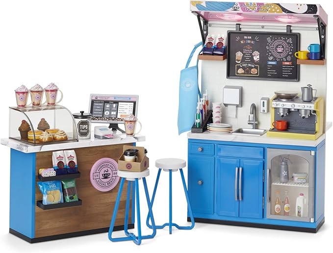 American Girl Truly Me 18-inch Doll Coffee Shop Playset with Pretend Espresso Machine and Cash Register, For Ages 6+