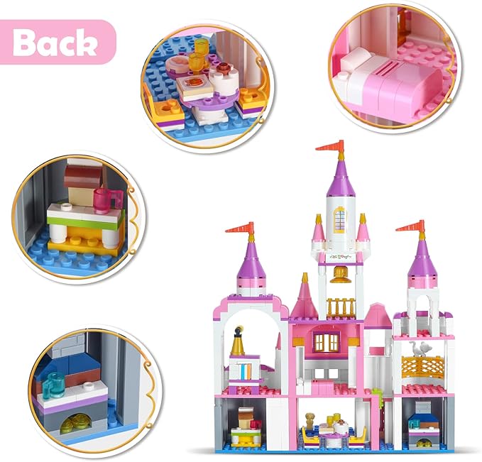 BRICK STORY Dream Girls Princess Castle with Carriage Building Blocks 516 Pieces Pink Castle Toys for Girls 6-12 Years Old Palace Creative STEM Building Toys Gift for Kids Birthday Christmas