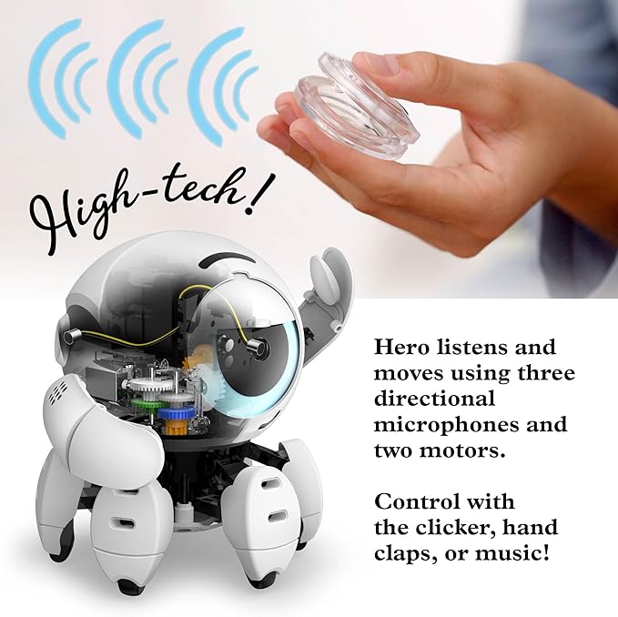 Thames & Kosmos Hero: Sound-Sensing Robot STEM Kit, Toy of the Year Finalist, Build a Robot that Reacts to Sounds, Explore Engineering, Sound Technology, Spatial Hearing, Screen-Free, Educational Play
