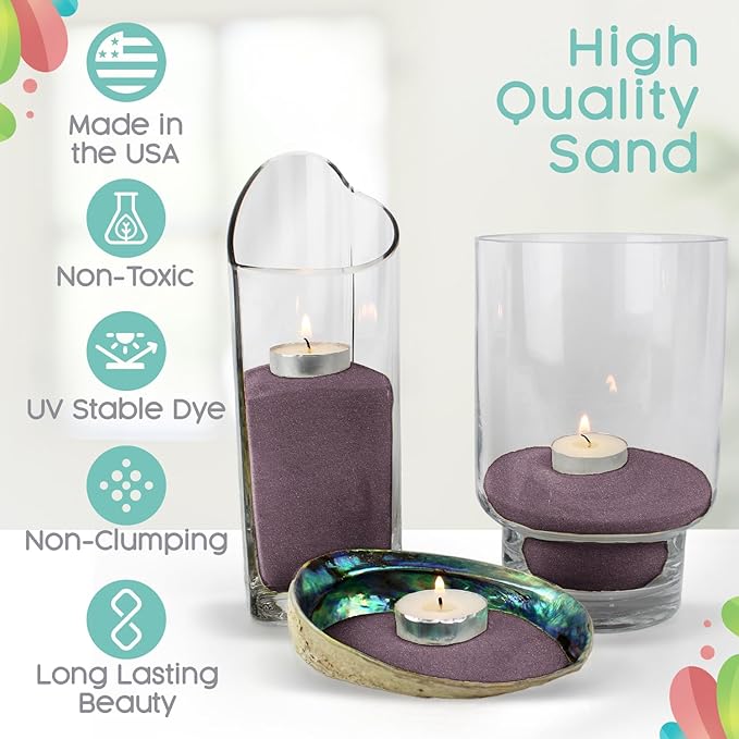 Sandsational Sparkle Plum Unity Sand, 1 LB (16 oz), Colored Sand for Weddings, Vase Filler, Home Décor, Craft Sand, Aquarium Sand, and More