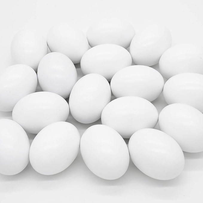 18 Pcs Easter Egg, White Wooden Eggs, Life Size Plain Decorating Eggs for Kids Easter DIY Paint Your Own Egg Decor, Easter Craft, Easter Eggs Hunt, Easter Basket Stuffers, School Activities Supplies