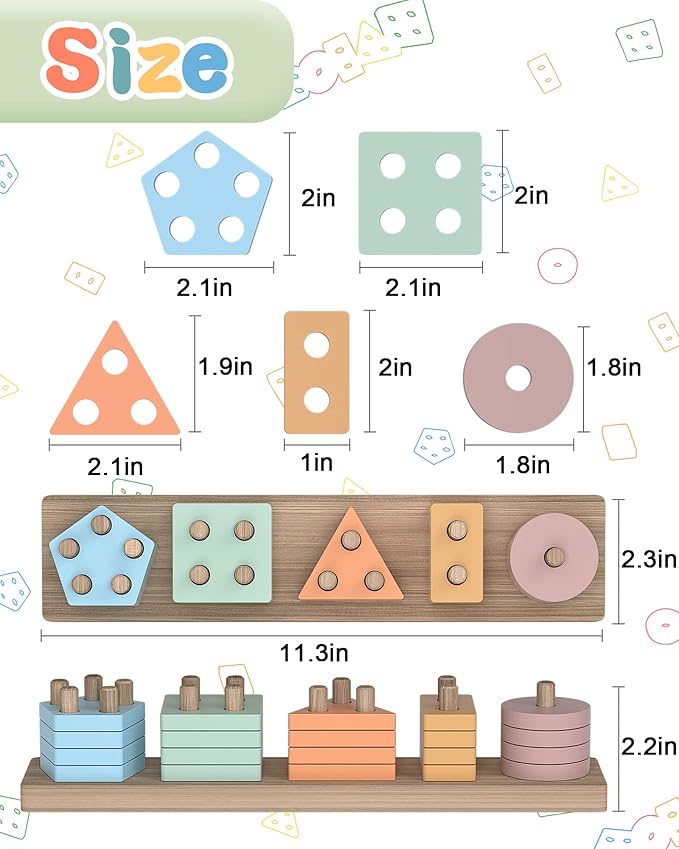 Yetonamr Montessori Toys for 1 2 3 Years Old Boys Girls Birthday Gifts, Wooden Sensory Toys for Ages 2-4 Kids Baby, Toddler Easter Basket Stuffers Learning Toy Activities Puzzles Ages 1-3