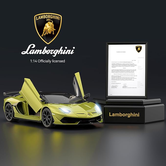 Lamborghini Remote Control Car, Officially Licensed 1:14 Lambo RC Car for Boys Girls Birthday Gift, Green Toys for 3 4 5 Years Old(Green)