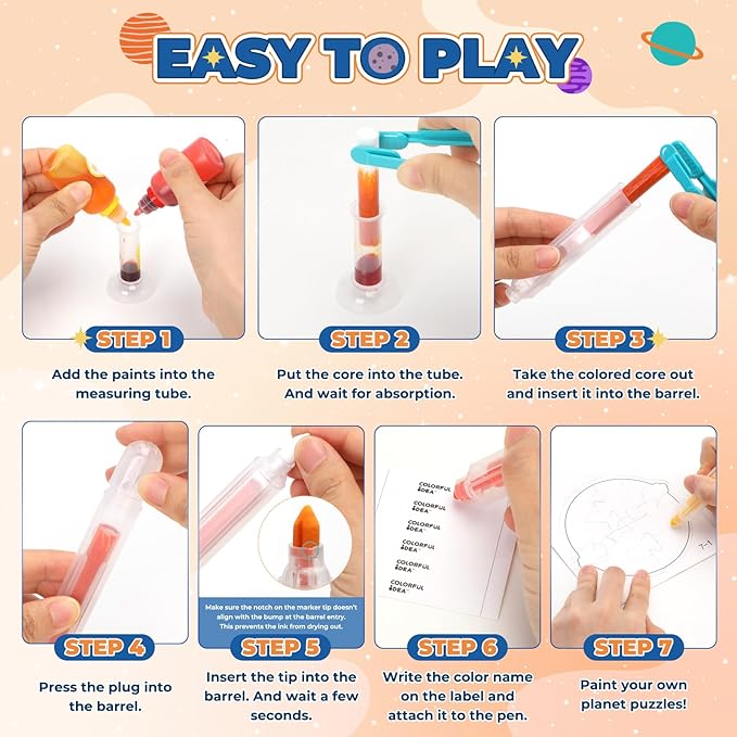Educational Science Kits STEM Toys for Kids Age 5-7 Color Science Activity DIY Puzzle Space Painting Crafts for Boys Girls Ages 5,6,7,8,9,10 Years Color Mixing Game Christmas Bday Gift (Space)