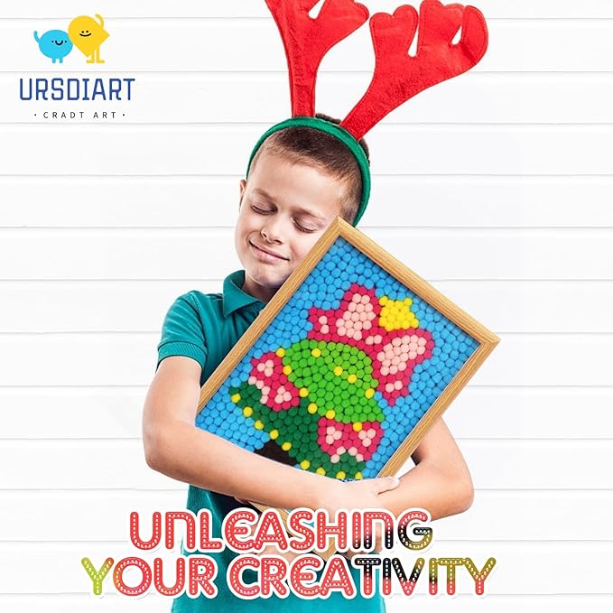 URSDIART Pom Poms Arts and Crafts for Kids Ages 8-12,Christmas Tree Pom Poms Craft Kits for Christmas Bulk Craft Supplies, Christmas Gifts for Kids Activities,School Project Supplies, Home Decor