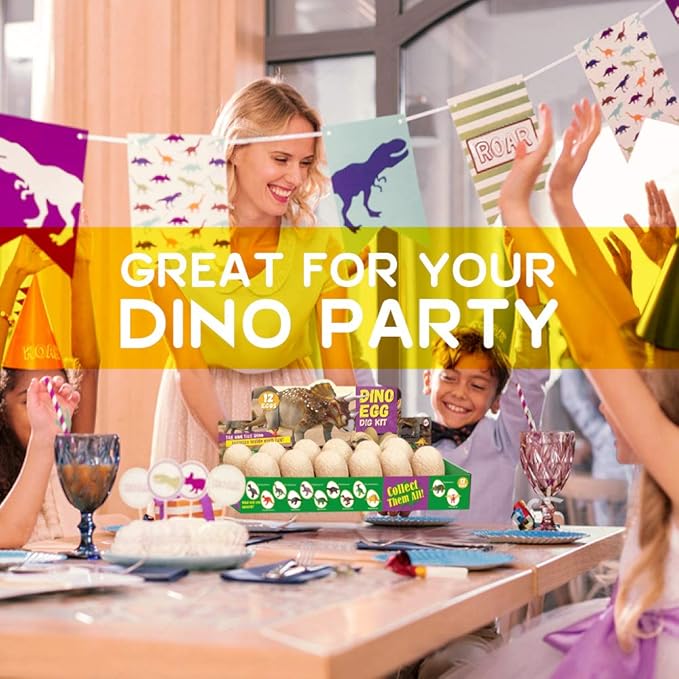 XXTOYS ππ’π§π¨ ππ π ππ’π ππ’π, Dig a Dozen Dinosaur Eggs Excavation Kits with 12 Unique Dinosaur Toys, Dinosaur Dig for Kids, Easter Party Archaeology Paleontology Educational Science STEM Gift