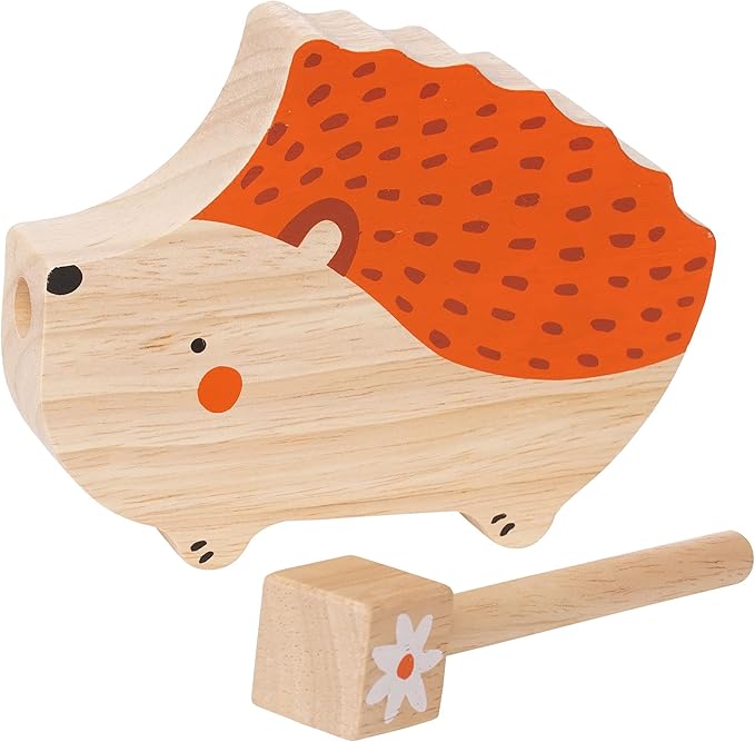 Manhattan Toy Musical Forest Trio 3 Piece Wooden Toy Set for Toddlers with Bear Rattle, Llama Clacker & Hedgehog Guiro
