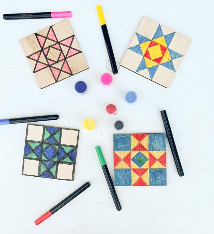 Star Unfinished Barn Quilt Square Wooden Sign Crafts to Paint, Country Wall Art Canvas Quilts Blocks Painting Kits (12 inches, Hourglass) AVTRBoutique