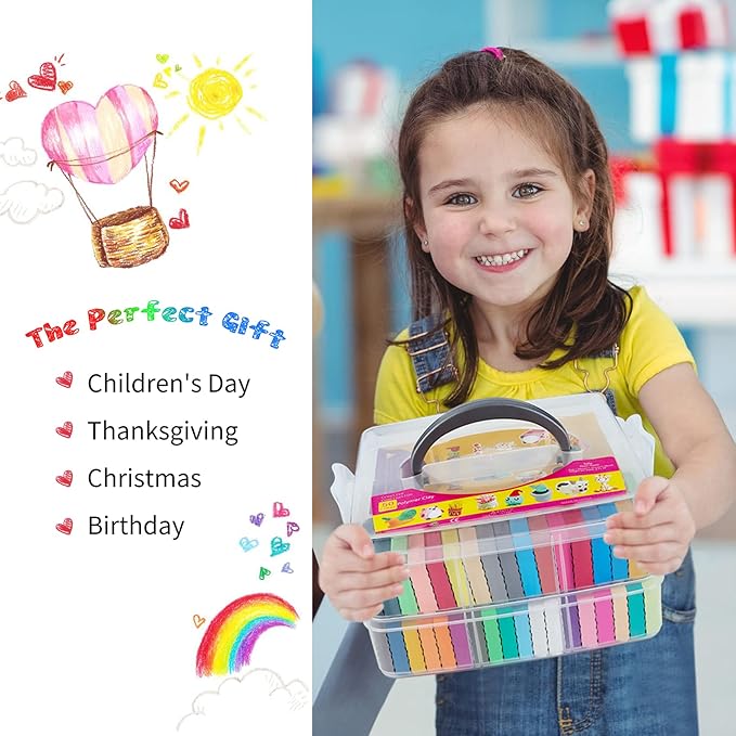 Polymer Clay Sets, 50 Colors Oven Bake Clay Modeling Clay for Kids, Sculpting Clay Tools and Accessories, DIY Model Clay, Ideal Clay for Kids Beginners and Artists
