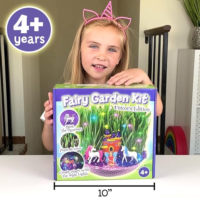 Unicorn Fairy Garden Kit for Kids | Light Up Fairy Unicorn Terrarium Kit | Science STEM Toys Presents | Unicorn Arts and Crafts Stuff for Little Girls Age 4 5 6 7 8-12 Year Old Girl Gift