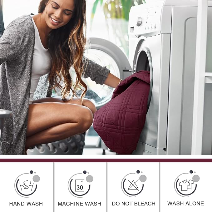 TAOCOCO 100% Waterproof Recliner Chair Cover, Non Slip Recliner Covers for Recliner Chair with Pocket, Washable Reclining Chair Cover Furniture Protector for Kids, Pets(Recliner Chair, Wine)