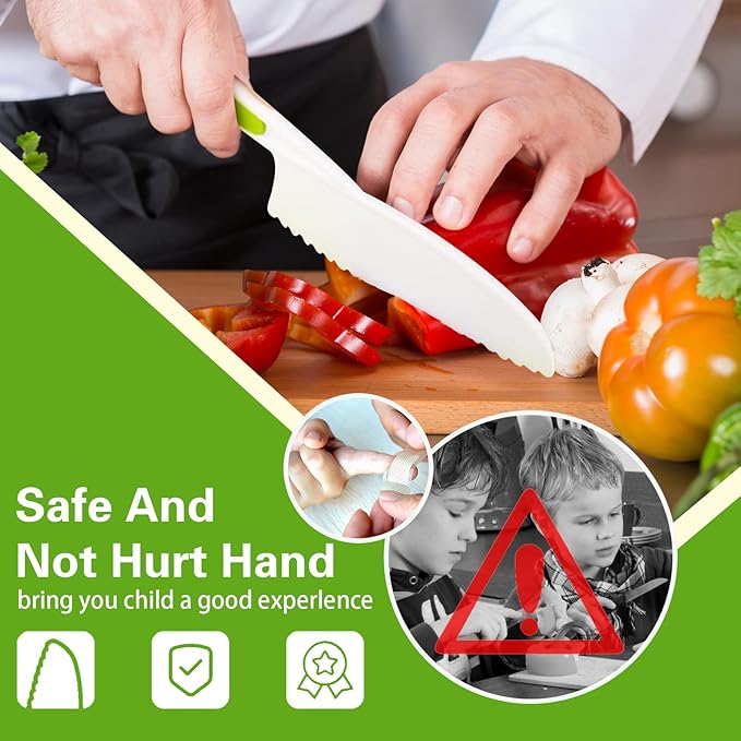 11 PCS Montessori Kitchen Tools and Safe Cooking Sets for Toddlers – Explore Real Cooking with Toddler-Friendly Plastic Knives, Crinkle Cutter, and Cutting Board
