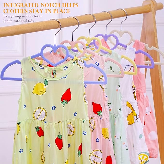 Kids Velvet Hangers 50 Pack, 12.8 Inch Non Slip Toddler Hangers, Ultra Slim Space Saving Childrens Hanger - 360° Swivel Hook, Cascade Design, Durable & Cute Baby Hangers (White