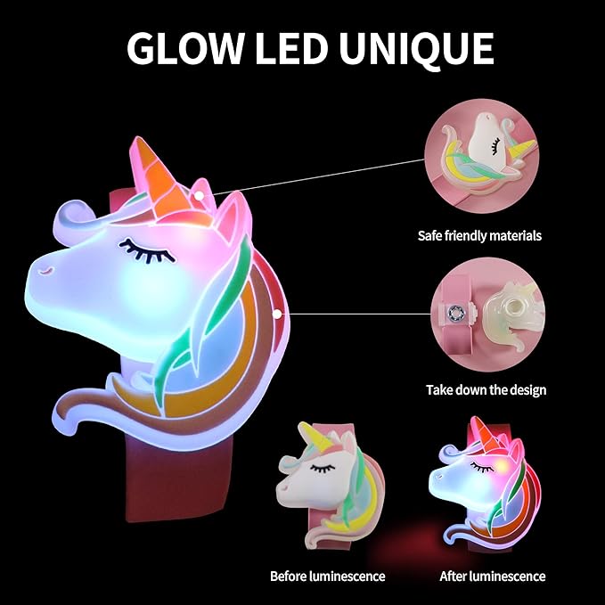 Unicorns Slap Bracelets, Unicorn Party Favors for Kids 6-8 8-12, Unicorn Light-up Bracelets Girls Party Supplies for Birthday Decorations, Christmas Stocking Stuffers for Girl