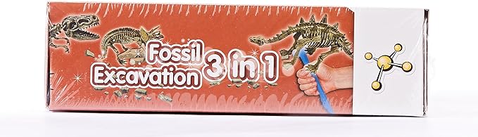 Science4you Dinosaur Fossil Excavation 3 in 1 - Fossil Digging Kit for Kids: T-Rex & Triceratops & Stegosaurus, 3 Dinosaurs Toys for Kids, 37 Pieces, Toys, Games, Gifts for 6+ Year Old Boys and Girls