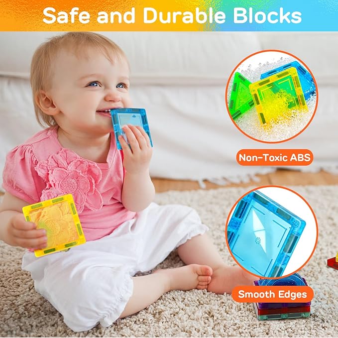 TOY Life Magnetic Tiles for Toddlers 3-5 Magnetic Blocks for Kids Ages 4-8 STEM Magnet Blocks Magnet Tiles Magnet Toys Kids Magnetic Building Tiles Building Blocks Kids Games for Boy Girl