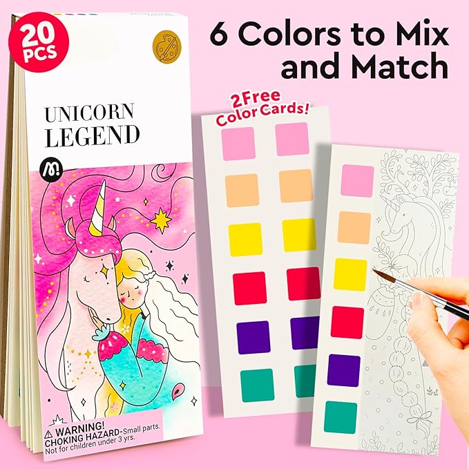 Watercolor Coloring Books for Kids Ages 4-6,8-12,Travel Pocket Water Color Paint Set for Toddlers Party Birthday Thank You Exchange Gift Art and Craft Easter Basket Stuffers for Toddlers
