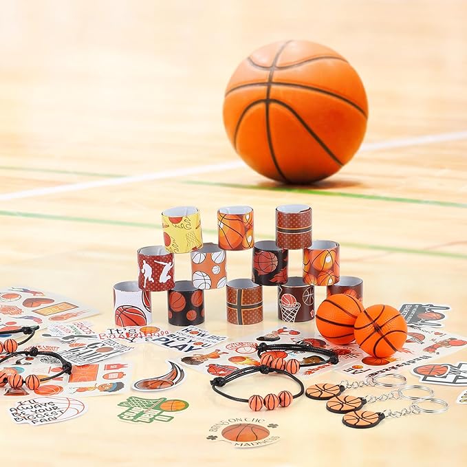 Kolewo4ever 295 Pieces Basketball Party Favors Supplies Set Bulk Sports Goodie Bag Fillers for Sports Party Gifts Bags (Basketball)