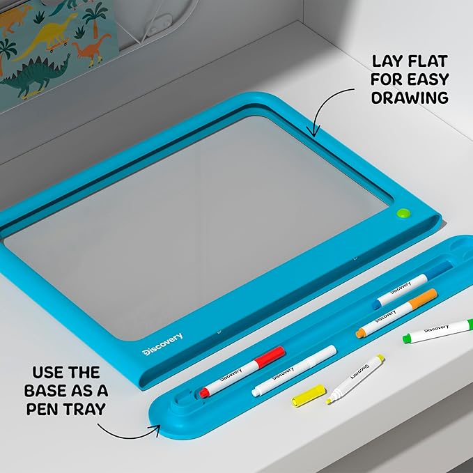Discovery™ Deluxe Light Designer 6-In-1 Art Board – Includes 3D Glasses, 6 Washable Markers, Templates, 12 Light Modes| Kids Drawing Tablet, LED Scribble Doodle Electronic Drawing Pad Activity Toy Set